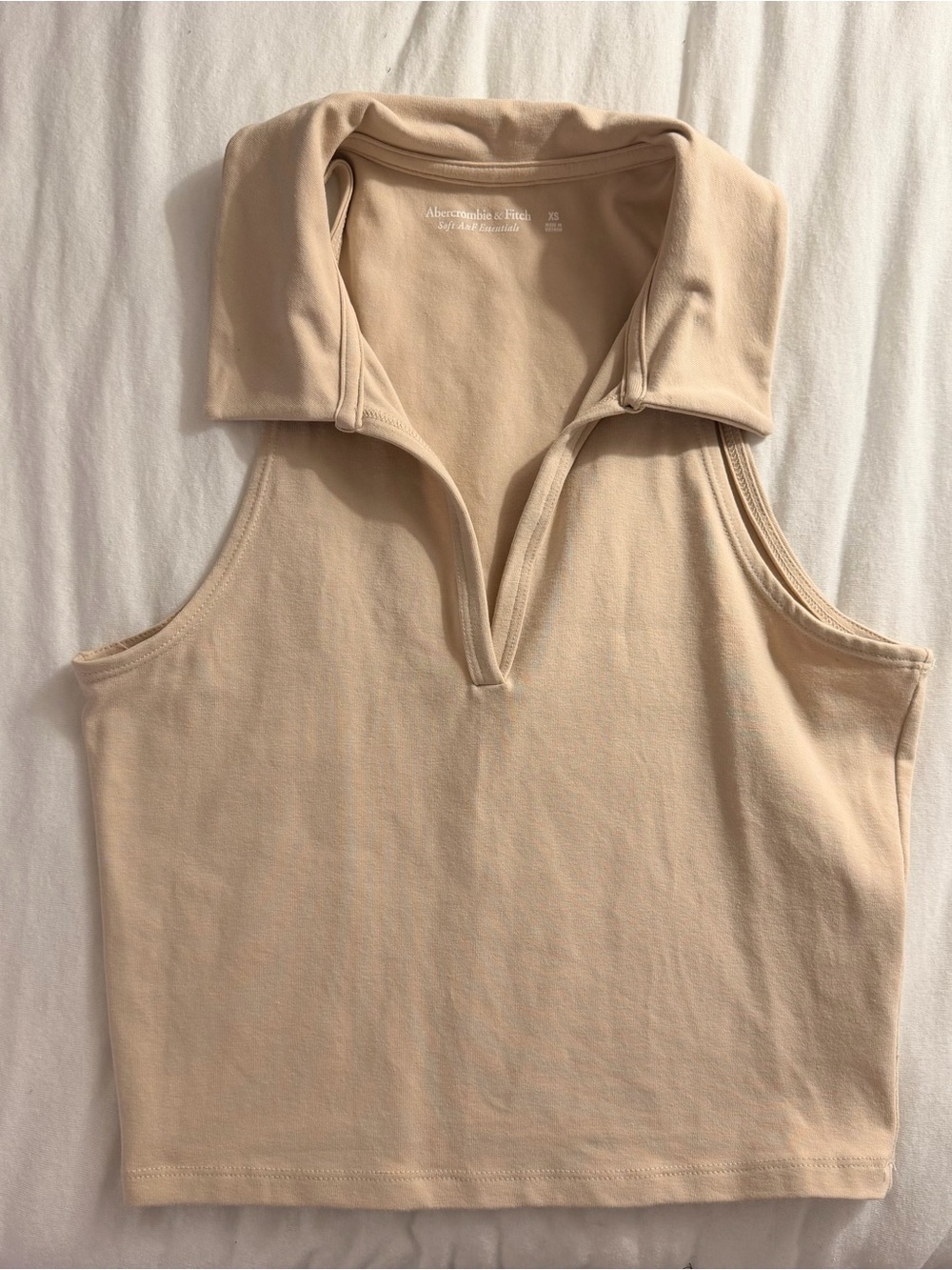 A&F Tan Cropped Polo (XS)